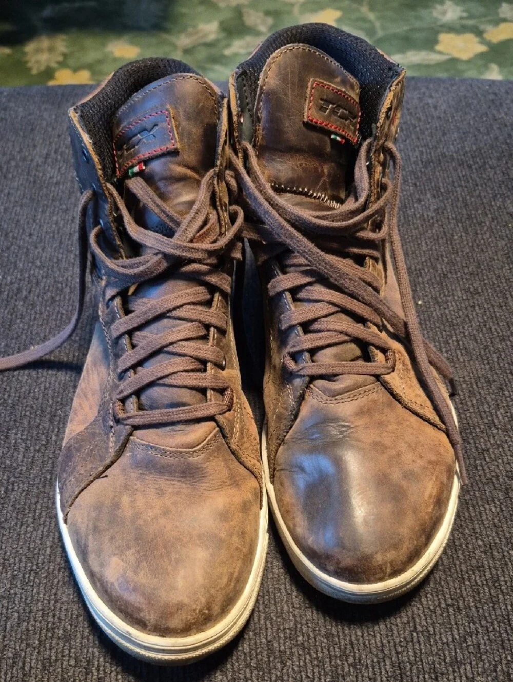 Brown Leather High-Top Lace-Up Boots